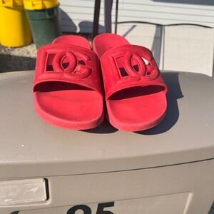 Dolce & Gabbana Red Slide Sandals